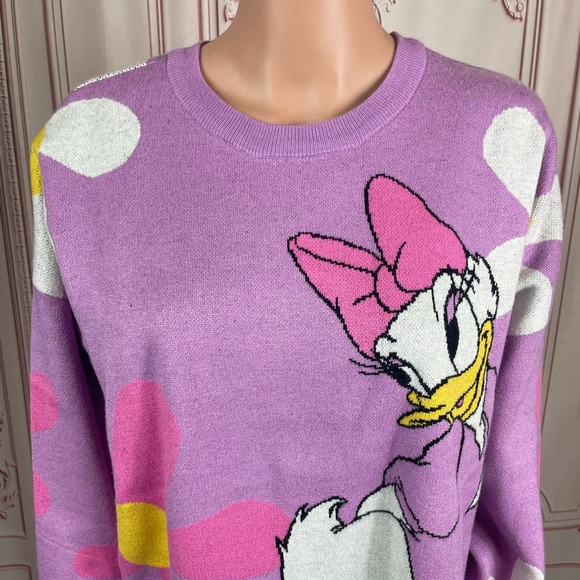Disney Parks Daisy Duck Purple Sweater Adults Size  3X Flowers Pullover Knit - Picture 5 of 8